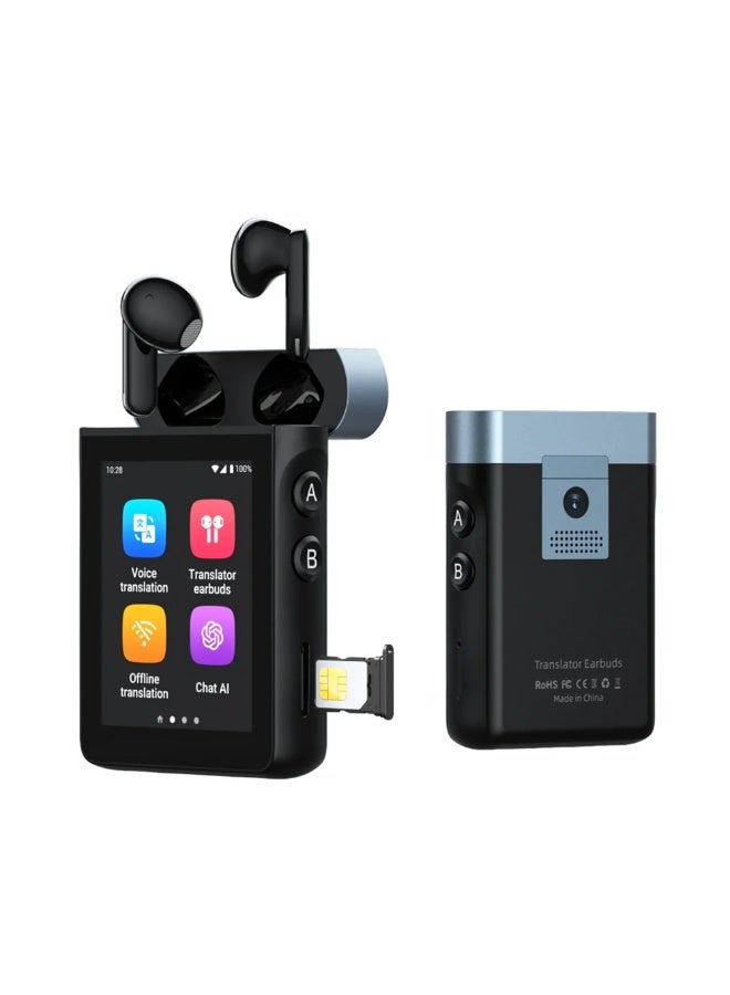 ووآسك سماعات ترجمة A9 متعددة الوظائف 7-في-1 مع ترجمة ذكية، دعم 4G + SIM، بلوتوث 5.3، شاشة لمس، ترجمة أونلاين وأوفلاين - Image 1